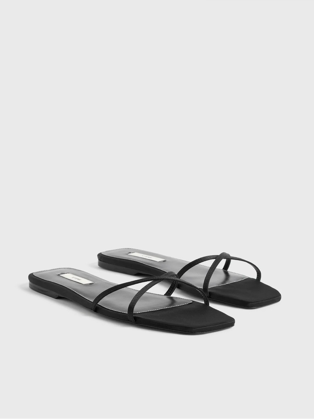 Satin crossover slides black